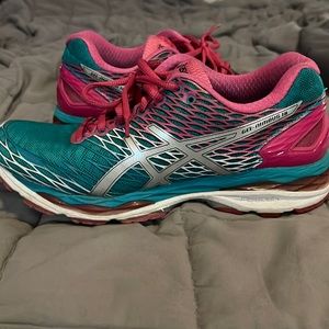 Asics GEL NIMBUS 18 Teal Pink Womens Running Shoes